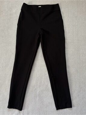 Max Studio Black Stretch Knit Pull On Slacks Trousers Sz Xs Crop Tapered Leg